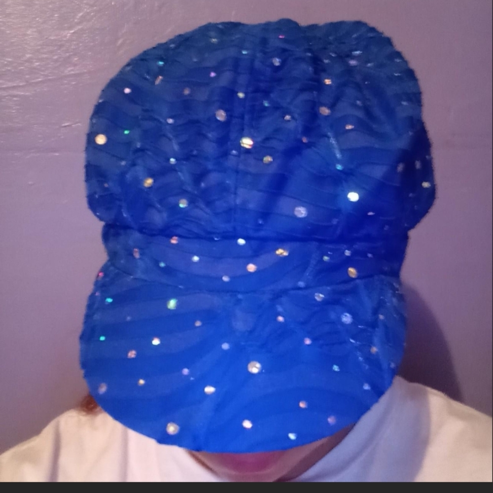 Sparkling Blue Sequin Hat for Women